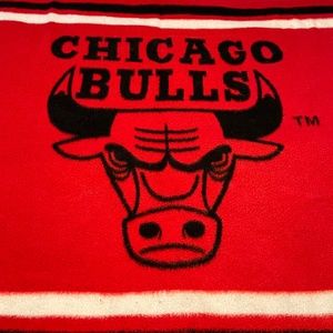 Vintage 90s Chicago Bulls Throw Reversible Fleece Blanket Biederlack NBA